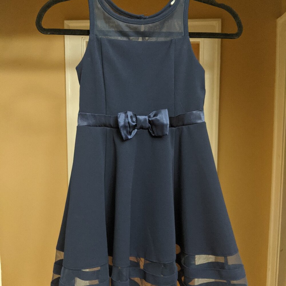 Calvin Klein Girls Illusion Mesh Bow Front Dress